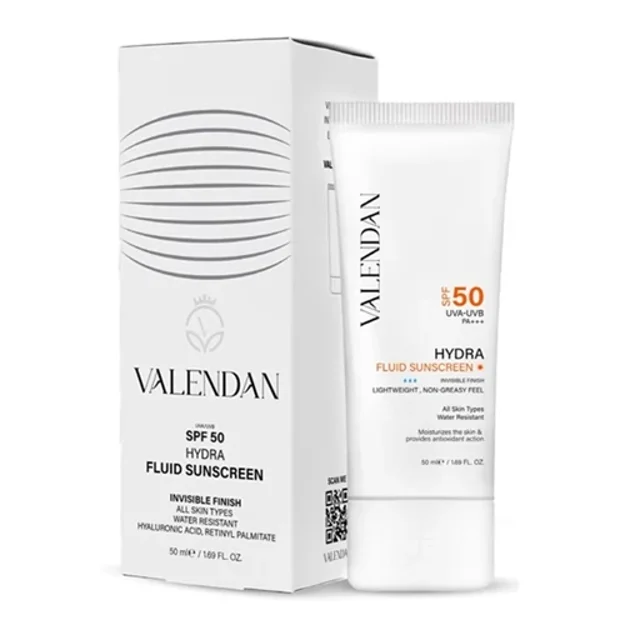فلوئید ضد آفتاب بدون رنگ صورت ولندان SPF 50 مدل HYD-INV محافظ UVA،UVB